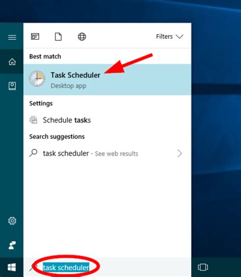 open task scheduler in windows 10.